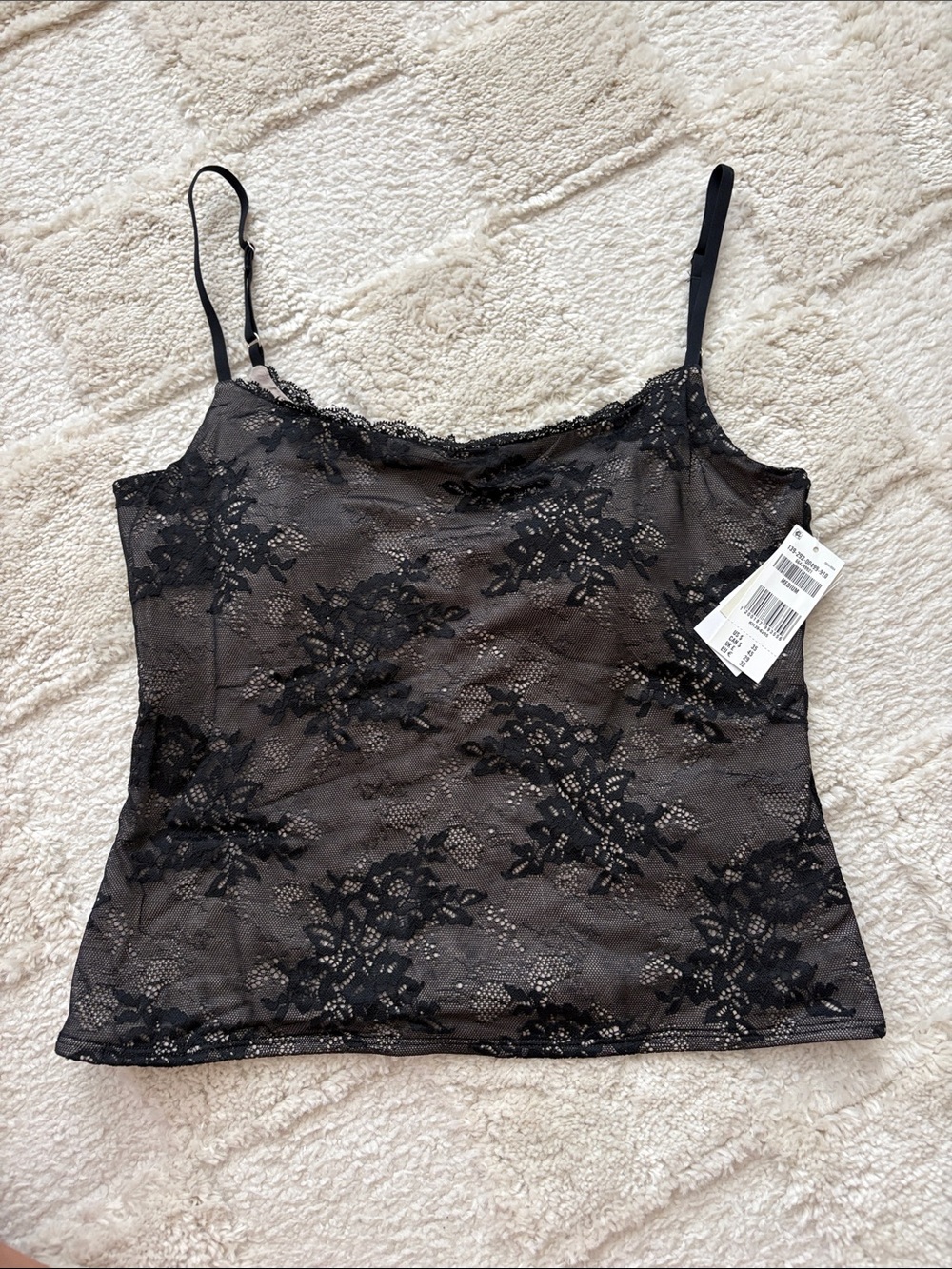 Abercrombie Black Floral Lace Camisole with Adjustable Straps